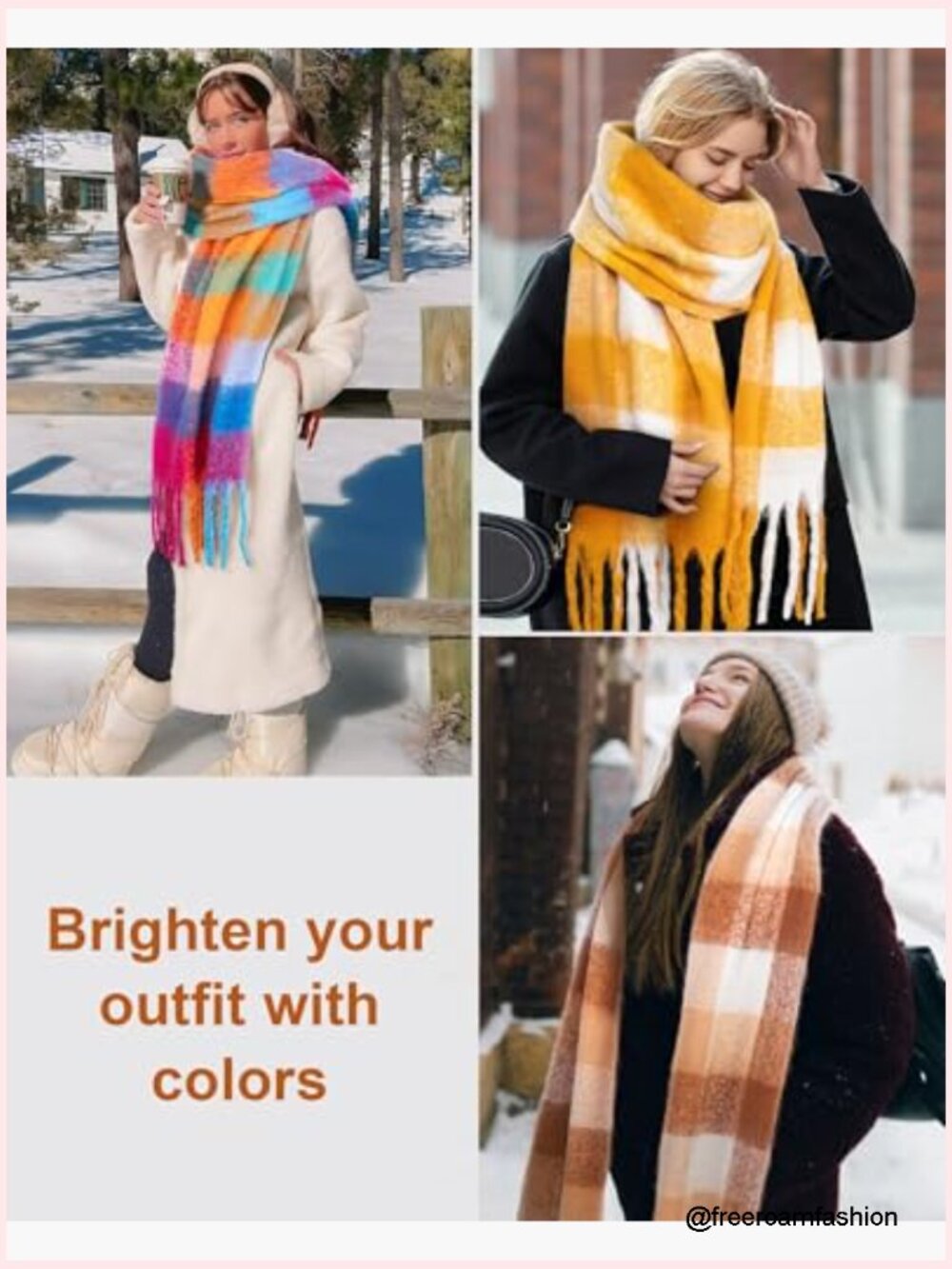 Warm Chunky Knit Blanket Scarf - Oversized Winter Wrap with Fringes - Picture 7 of 7